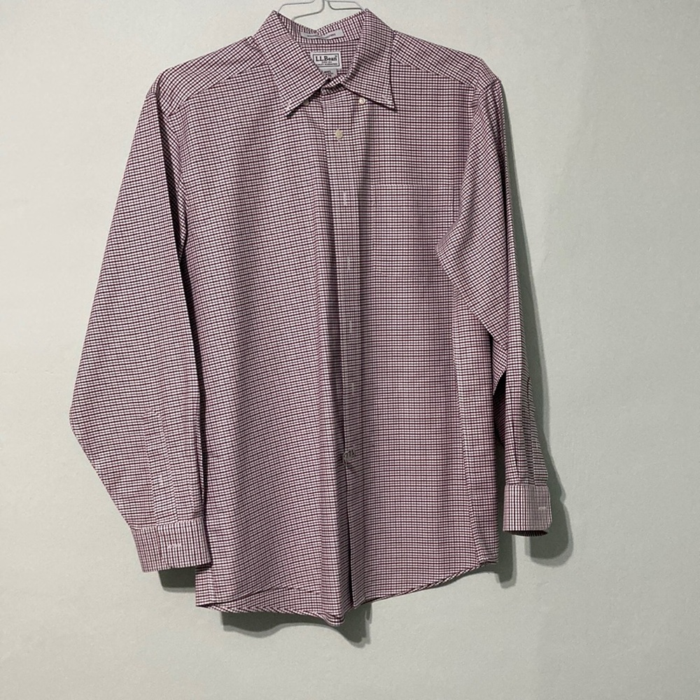 LL Bean Mens Dress Shirt Large Neck 16